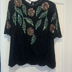 Embellished Black Floral Top